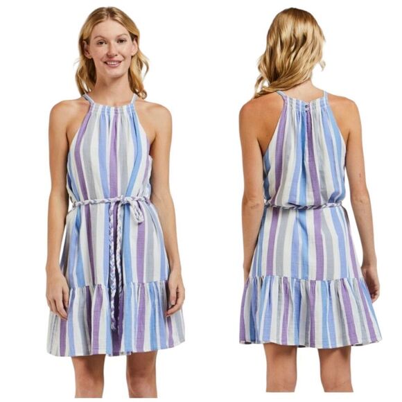 Velvet Heart-Venice Multicolor Lavender Stripe Halter Dress Size Small - Picture 1 of 8